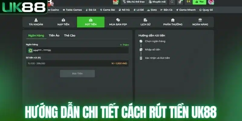 Hướng dẫn chi tiết cách rút tiền UK88 